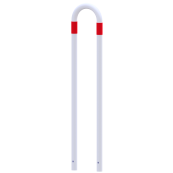 Barrier bracket | as e-charging station protection | for casting in concrete, | total width: 300mm, total height: 1400mm | hot-dip galvanized and white powder-coated with red reflective stripes foil type RA1/A